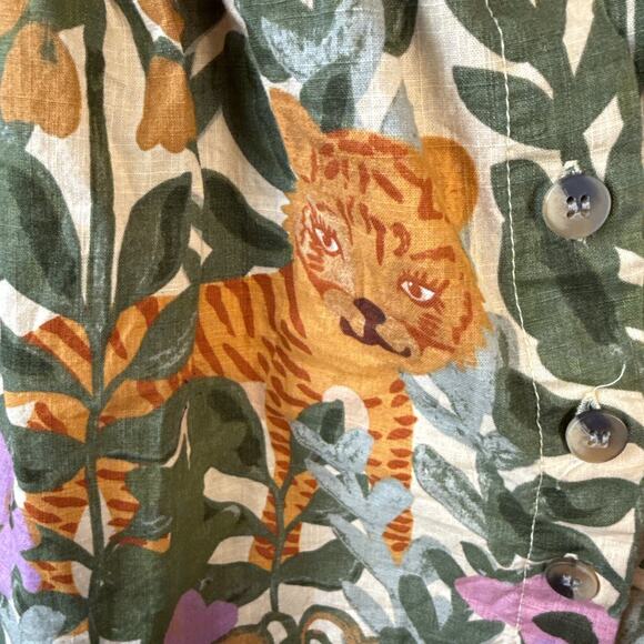 Princess Highway Button A-Line Dress Size 6 Tiger Jungle Organic Cotton Pocket - Picture 3 of 11